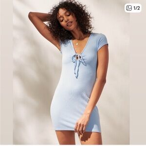 Abercrombie and Fitch Light Blue Tie-Front Mini Dress